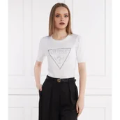 Swetry damskie - GUESS Sweter KAYLA LOGO RN SS SWTR | Slim Fit - miniaturka - grafika 1