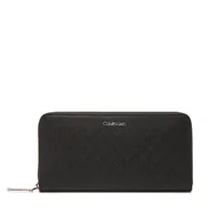 Portfele - Duży Portfel Damski Calvin Klein Ck Must Aop Large Zip Around LV04F1073G Czarny - miniaturka - grafika 1