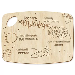Drewniana TACA DLA MIKOŁAJA talerzyk na smakołyki dla Mikołaja i Renifera tacka na mleko i ciastka - Ozdoby bożonarodzeniowe - miniaturka - grafika 1