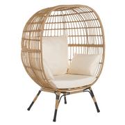 Fotele i krzesła ogrodowe - Shumee Rattanowy fotel kokon naturalny VEROLI 263955 - miniaturka - grafika 1