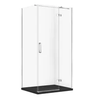 Kabiny prysznicowe - Kabina prysznicowa Cersanit Jota 100x80x195 prostokątna chrom transparentne z brodzikiem tako slim czarny mat S601-428 - miniaturka - grafika 1
