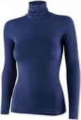 Koszulki i topy damskie - Brubeck LS1627W Koszulka damska z golfem COMFORT MERINO granatowy S - miniaturka - grafika 1