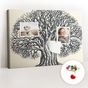 Tablice i flipcharty - Szkolna Tablica korkowa 60x40 cm, Kolorowe Pinezki, wzór Duże drzewo natura - miniaturka - grafika 1
