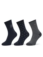 Skarpetki damskie - Tommy Hilfiger Zestaw 3 par wysokich skarpet damskich 701236464 Granatowy - miniaturka - grafika 1
