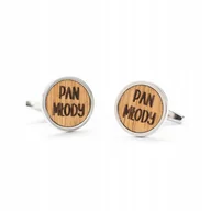 Spinki do mankietów i krawatów - Drewniane spinki do mankietów okrągłe dąb PAN MŁODY - miniaturka - grafika 1