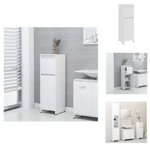 vidaXL Szafka łazienkowa biała 30x30x95 cm materiał drewnopochodny - Zestawy mebli łazienkowych - Szafki łazienkowe - miniaturka - grafika 1