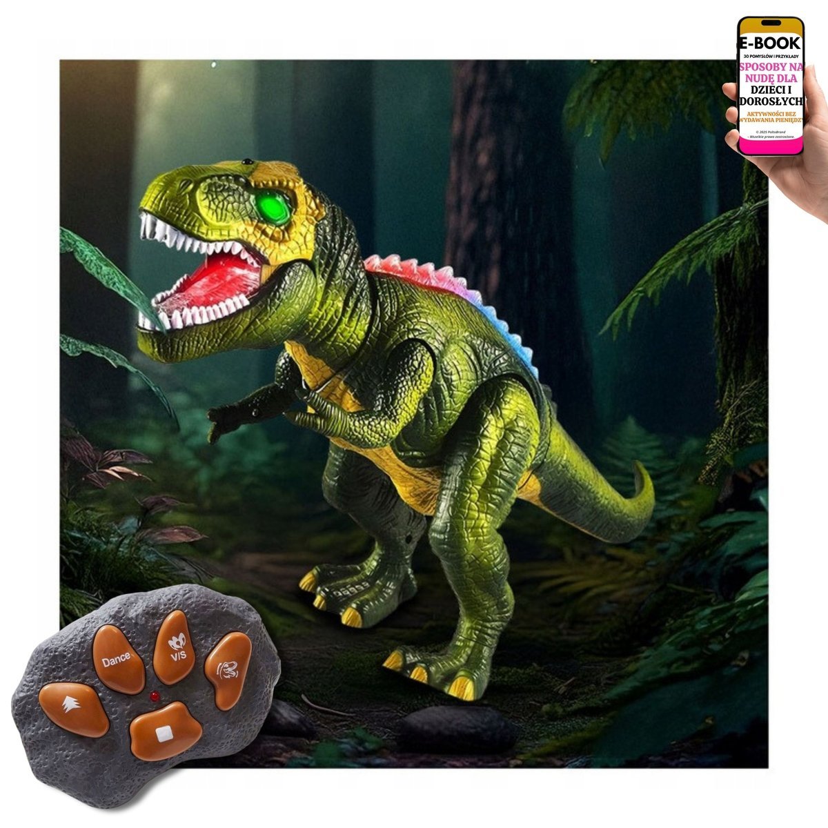 MEGA DINOZAUR NA PILOTA ŚWIECI I RYCZY PREZENT DLA CHŁOPCA SYNA WNUCZKA + EBOOK-3