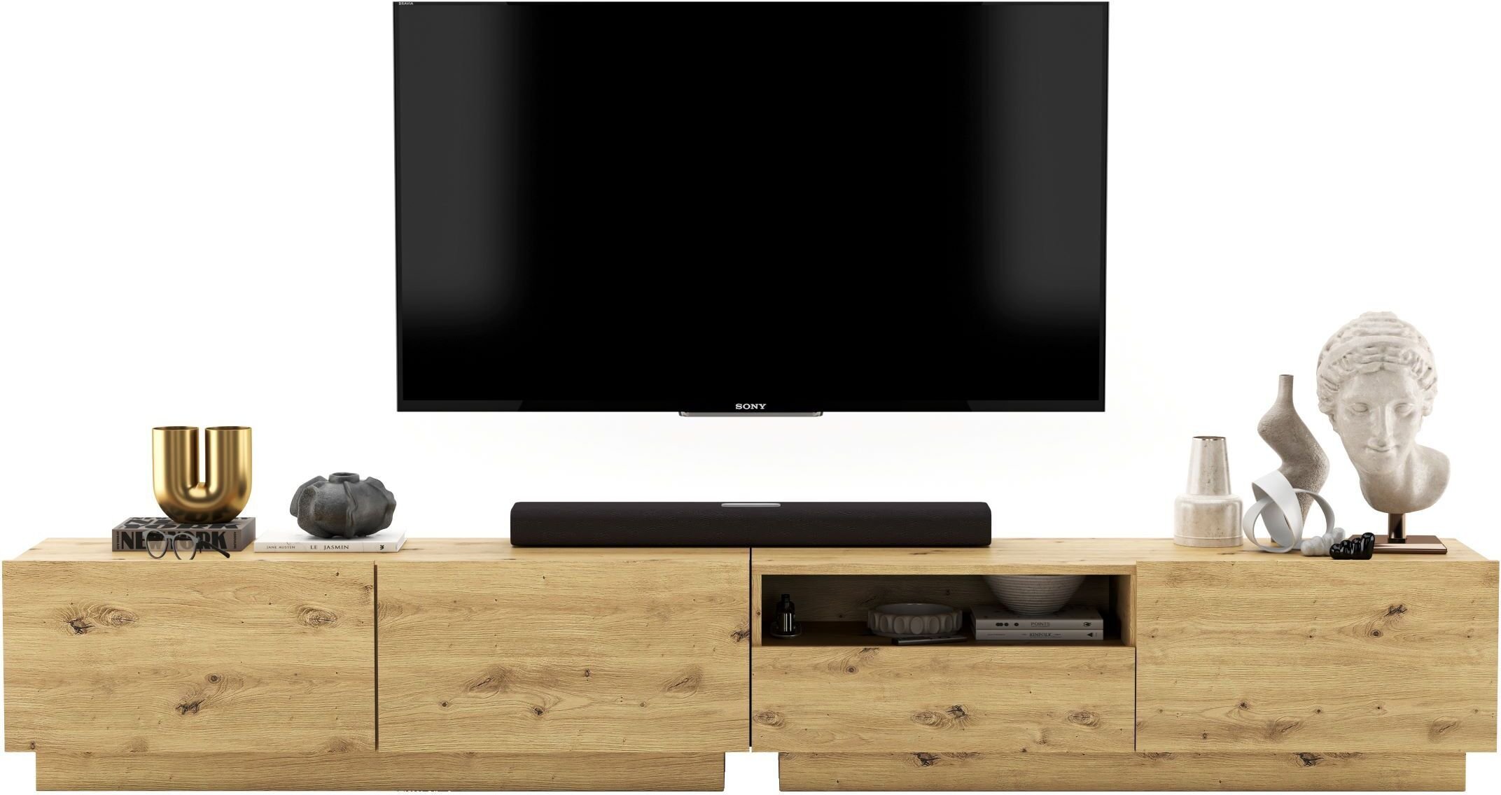 Komoda RTV Loft Stojąca / Wisząca Dąb Artisan MAT Szafka RTV Szuflada 240 cm zestaw