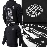 Bluzy męskie - Bluza Bawełniana Męska Z Kapturem Extreme Hobby Pray Czarna R. S - miniaturka - grafika 1