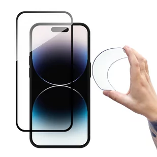 Wozinsky Full Cover Flexi Nano Glass szkło hartowane iPhone 14 Pro elastyczne z czarną ramką - Szkła hartowane na telefon - miniaturka - grafika 1