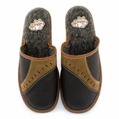 Kapcie męskie - Kapcie Męskie Ocieplane Wełna Laczki Skórzane - miniaturka - grafika 1