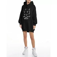 Bluzy damskie - Replay Damska bluza oversize z kapturem, 098 BLACK, XXS - miniaturka - grafika 1