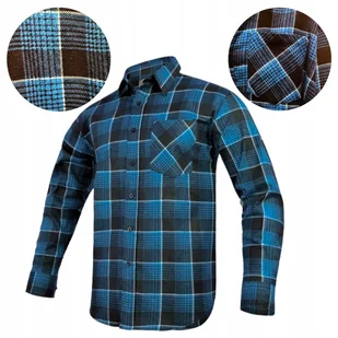 KOSZULA FLANELOWA męska robocza niebieska w kratę 100% Bawełna Ciepła 3XL - Odzież robocza - miniaturka - grafika 1