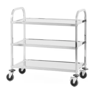 Wózek kelnerski 3-półkowy ze stali nierdzewnej, profil kwadratowy, 850x450x900 mm PRESTONA, 810180 - Wózki na żywność - miniaturka - grafika 1