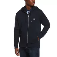 Bluzy męskie - Original Penguin Męska bluza z kapturem z nadrukiem L/S Pete na zamek błyskawiczny, Ciemnoszafirowy, XS - miniaturka - grafika 1