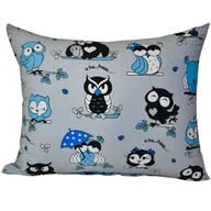 Pościel dla dzieci - Poszewka Dziecięca 50x70 Bawełniana Szalone Sowy Niebieskie Wysoka Jakość Polski Producent - miniaturka - grafika 1