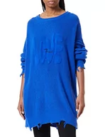 Swetry damskie - True Religion Damski sweter Destroyed Oversized Love Pullover, niebieski (Bright Blue), standardowy - miniaturka - grafika 1