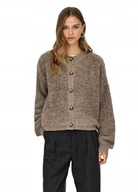 Swetry damskie - JDY BRĄZOWY SWETER KARDIGAN Z GUZIKAMI I OKRĄGŁYM DEKOLTEM M JQA - miniaturka - grafika 1