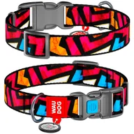 Obroże dla psów - Obroża dla psa nylonowa WAUDOG Nylon z paszportem QR, rysunek "Graffiti", rozmiar S, 25-35 cm, 15 mm - miniaturka - grafika 1