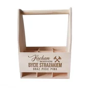 Pozostałe akcesoria barmańskie - Kocham dwie rzeczy w życiu: bycie strażakiem oraz picie piwa - drewniane nosidło z grawerem - miniaturka - grafika 1