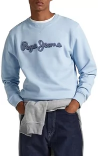 Pepe Jeans Bluza męska Ryan Crew, niebieski (wybielacz niebieski), XS - Bluzy męskie - miniaturka - grafika 1