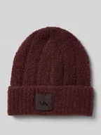 Czapki damskie - Czapka beanie z efektem bouclé i naszywką z logo - miniaturka - grafika 1