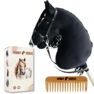 Maskotki i pluszaki - HOBBY HORSE KOŃ NA KIJU KONIK GŁOWA KONIA CZARNY + GRZEBIEŃ + PUDEŁKO [M-HORSE2-P] - miniaturka - grafika 1