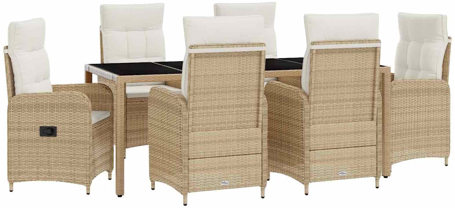 vidaXL Zestaw do jedzenia na zewnątrz 7 pcs Beżowy i kremowy 3422344