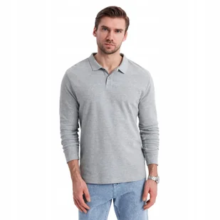 Męski longsleeve kołnierzyk polo basic szary melanż OM-POBL-0114 V4 r. L - Koszulki męskie Męski longsleeve kołnierzyk polo basic szary melanż OM-POBL-0114 V4 r. L - Koszulki męskie - miniaturka - grafika 1