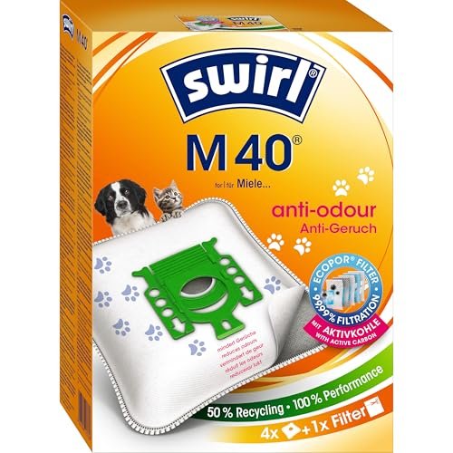 Swirl M 40 EcoPor worki do odkurzacza przeciwzapachowe do Miele, Hoover, 4 worki, białe