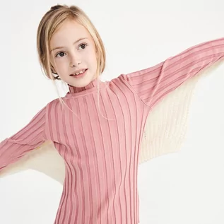 Bluzy dla dziewczynek - Reserved - Prążkowany półgolf - Różowy - grafika 1