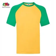 Koszulki męskie - FRUIT of the LOOM T-Shirt Koszulka męska BASEBALL ŻÓŁTO ZIELONA rozmiar S - miniaturka - grafika 1