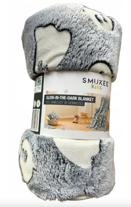 Koc świecący w ciemności Smukee 130x170 cm - szary duszki