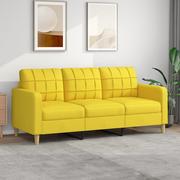 Sofy i kanapy - vidaXL Sofa 3-osobowa, jasnożółta, 180 cm, tapicerowana tkaniną - miniaturka - grafika 1