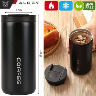 Termos kubek termiczny butelka bidon 400ml do kawy herbaty yerba mate Alogy Stalowy Czarny - Części i akcesoria do laptopów - miniaturka - grafika 2