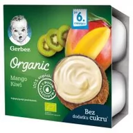 Desery dla dzieci - Gerber Nestlé Organic Mango Kiwi deserek z musem kokosowym dla dzieci 6m+ 4 x 90 g 1144829 - miniaturka - grafika 1