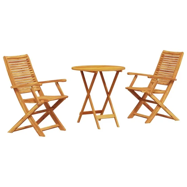 Składany Zestaw Bistro z Drewna Akacjowego, Naturalny Brąz, 70x70x75 cm