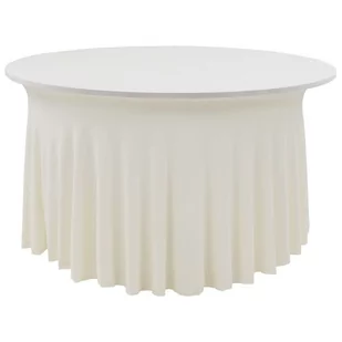 vidaXL Elastyczne obrusy z falbaną, 2 szt., 180 x 74 cm, kremowe - Obrusy i serwetki - miniaturka - grafika 1