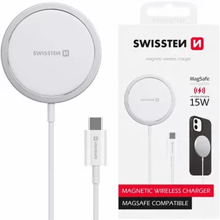 SWISSTEN Biała Bezprzewodowa ładowarka indukcyjna MagStick 15W - Ładowarki do telefonów - miniaturka - grafika 1