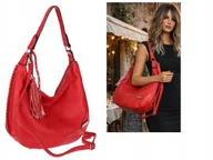 Torebki damskie - Torebka Damska Listonoszka Worek Shopper Torba na Ramię CH2214 Czerwona - miniaturka - grafika 1