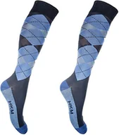 Skarpetki damskie - HKM 8628 skarpety do jazdy konnej Check Classico, pończochy do jazdy konnej skarpety niebieski dunkelblau / hellblau - 6963 30-34 - miniaturka - grafika 1