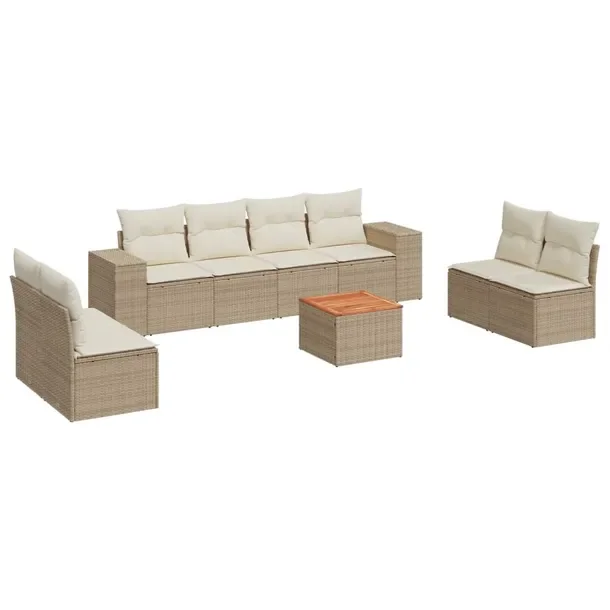 Zestaw mebli ogrodowych modułowych, beżowy, rattan PE, 55 x 62 x 69 cm