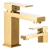 Baterie umywalkowe - Bateria Umywalkowa Niska Nablatowa Złota Ister - miniaturka - grafika 1