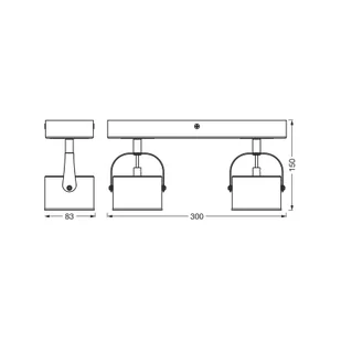 OSRAM Lampa sufitowa LED Jupiter, 2-punktowa, srebrna, metalowa JUPITER, chromowy / srebrny, salon / jadalnia, metal, nowoczesny - Lampy sufitowe - miniaturka - grafika 1