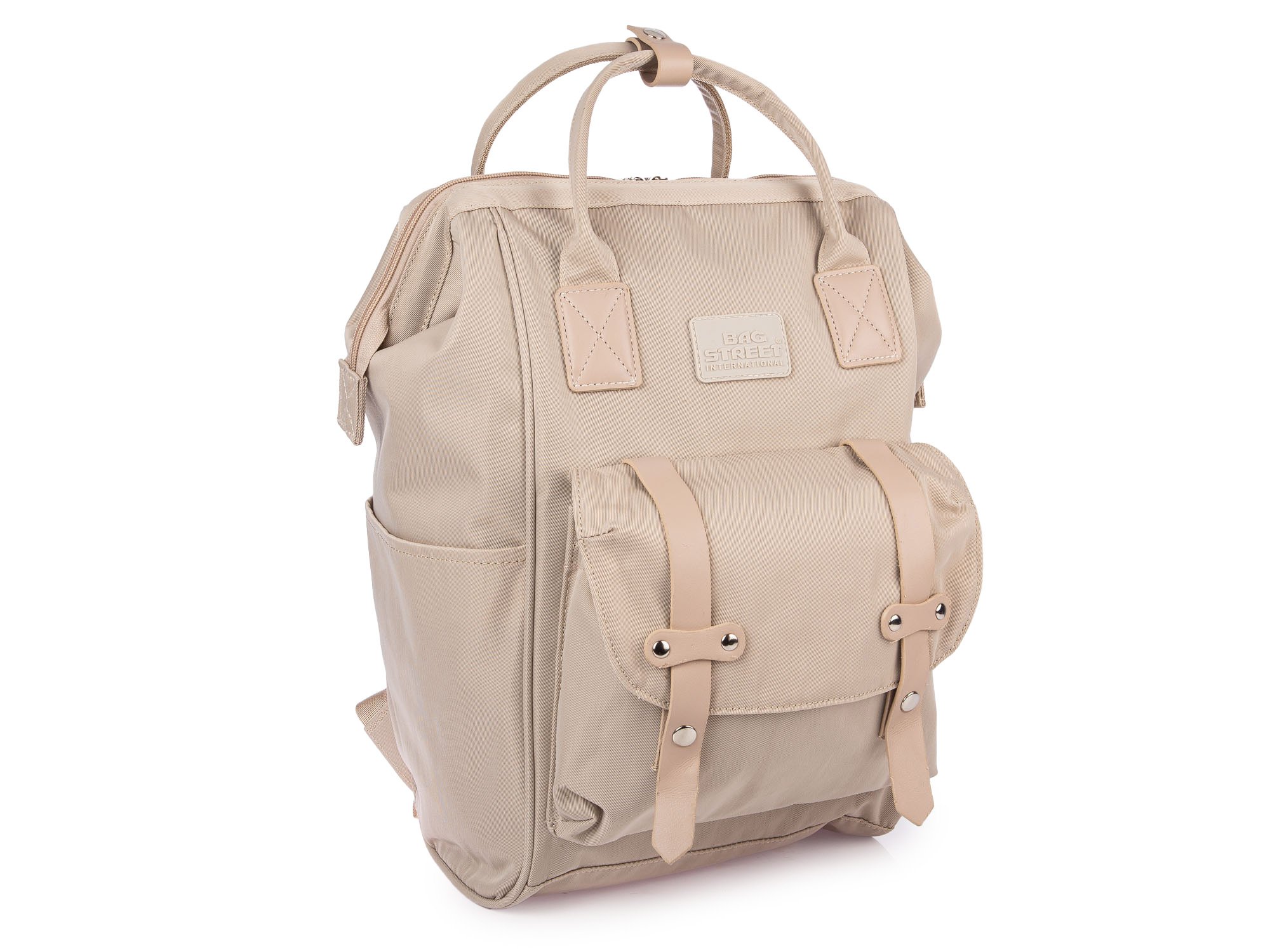Plecak Damski Beżowy Duży Damski Turystyczny Miejski Materiałowy Do Pracy Szkoły Na Studia Uczelnię Bag Street