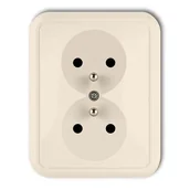 Gniazdka elektryczne - Beżowe gniazdo podwójne z uziemieniem 1GPT-2z LIZA KARLIK - miniaturka - grafika 1
