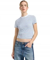 Koszulki i topy damskie - T-shirt Lee CROPPED TEE 112363460 White Indigo Stripe XS - miniaturka - grafika 1
