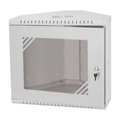 Szafy rack - Szafa narożna 19" 9U, 330mm, drzwi szklane, szara - miniaturka - grafika 1