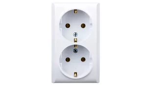Ospel Gniazdo podwójne z uziemieniem schuko, kolor biały GN-2BS/00 - Gniazdka elektryczne - miniaturka - grafika 1