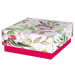 Różowe pudełko fasonowe w kwiaty 20x20x8,5 cm x1 - Zestawy upominkowe - miniaturka - grafika 1